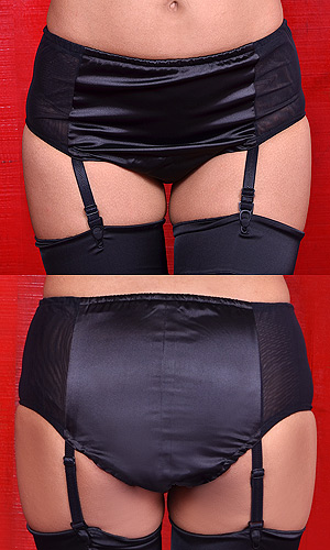 Eliza Satin and Net Suspender-Panty